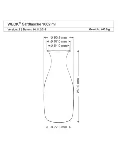 Glasflasche 1 L Ø 60 mm - Weck 2