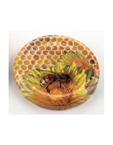 Couvercles Twist-off miel abeille fond alvéoles Ø 63 mm - Lot de 20 - 1