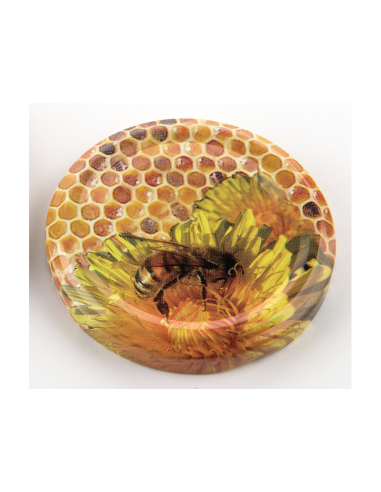 Twist-off Deckel Bienenhonig auf Blüten und Zellen Ø 63 mm - Set von 20 - 1