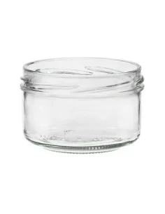 186 mL jars with black lids...
