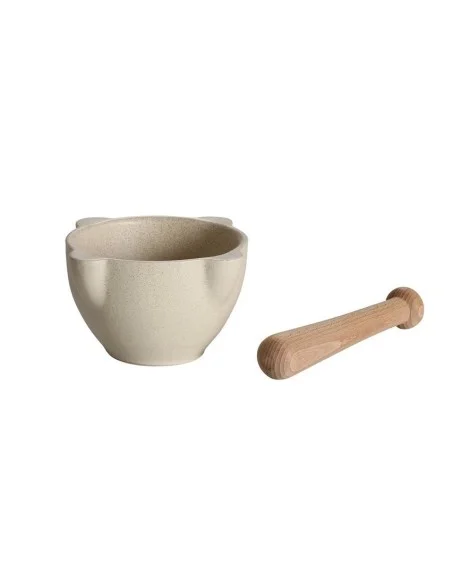 Sandstone mortar and wooden pestle - 2 Sandstone mortar and wooden pestle - 2