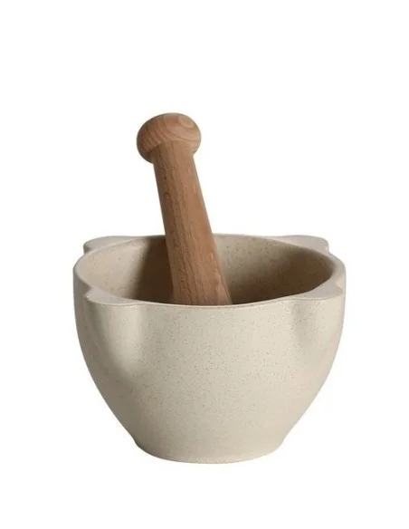 Sandstone mortar and wooden pestle - 1 Sandstone mortar and wooden pestle - 1