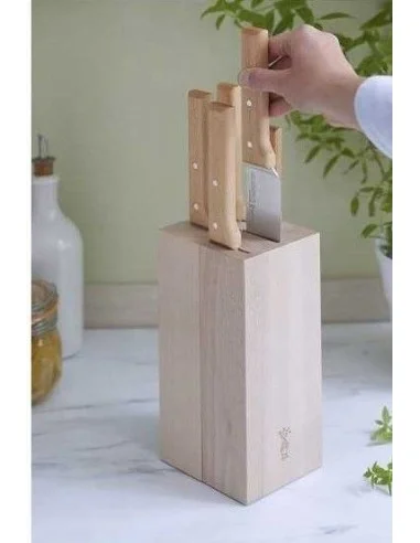 Bloc de 5 couteaux manche en bois - Opinel - 3