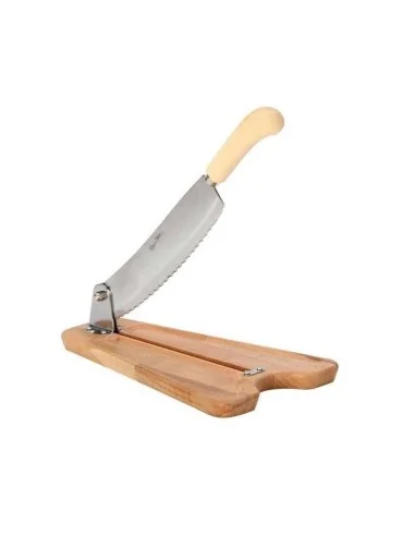 Beech bread slicer and stainless steel knife 25 cm - 1