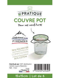 Cotton jam jar covers 15 x 15 cm - Set of 6 - 1 2