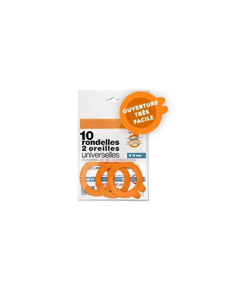 Universal washers 2 ears Ø 70 mm - Bag of 10 - Le Parfait - 2 Universal washers 2 ears Ø 70 mm - Bag of 10 - Le Parfait - 2