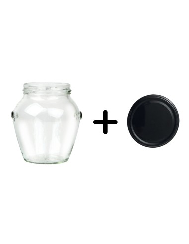 212 mL round jars with black lids TO 63 mm - Pack of 20 - 1