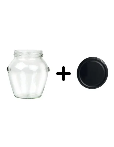 212 ml runde Gläser mit schwarzem Deckel TO 63 mm - Packung mit 20 - 1